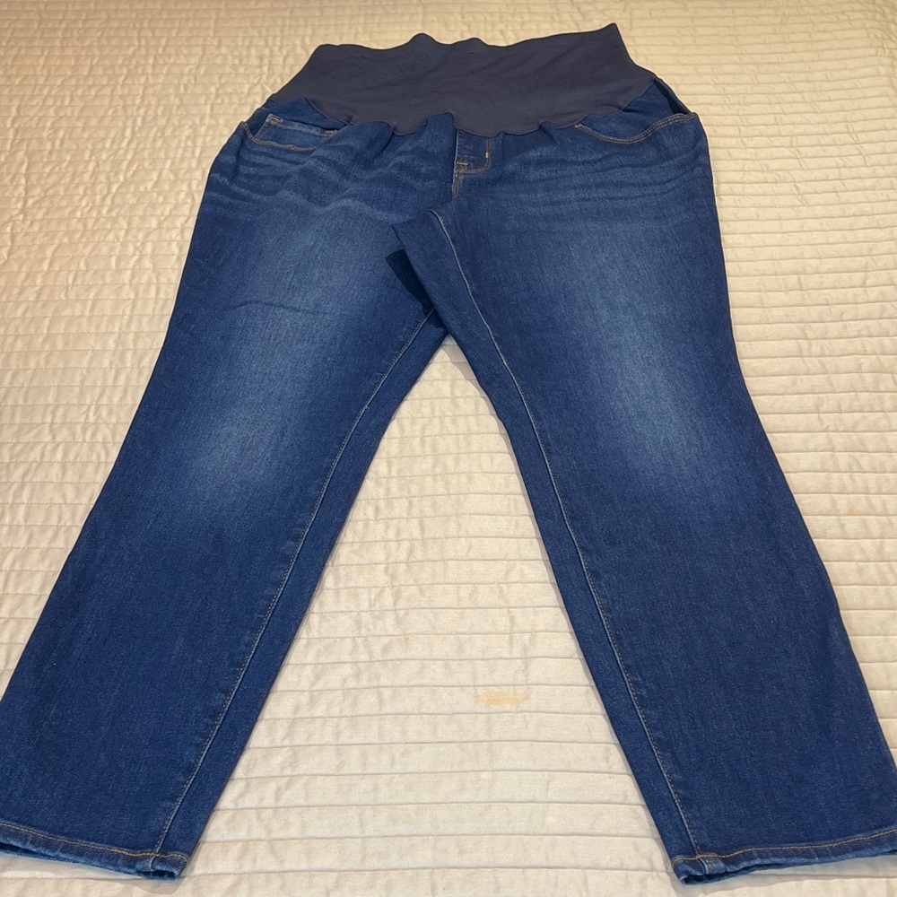 Old Navy Women's Dark Blue SKINNY Leg Maternity FULL PANEL Jeans SIZE 16